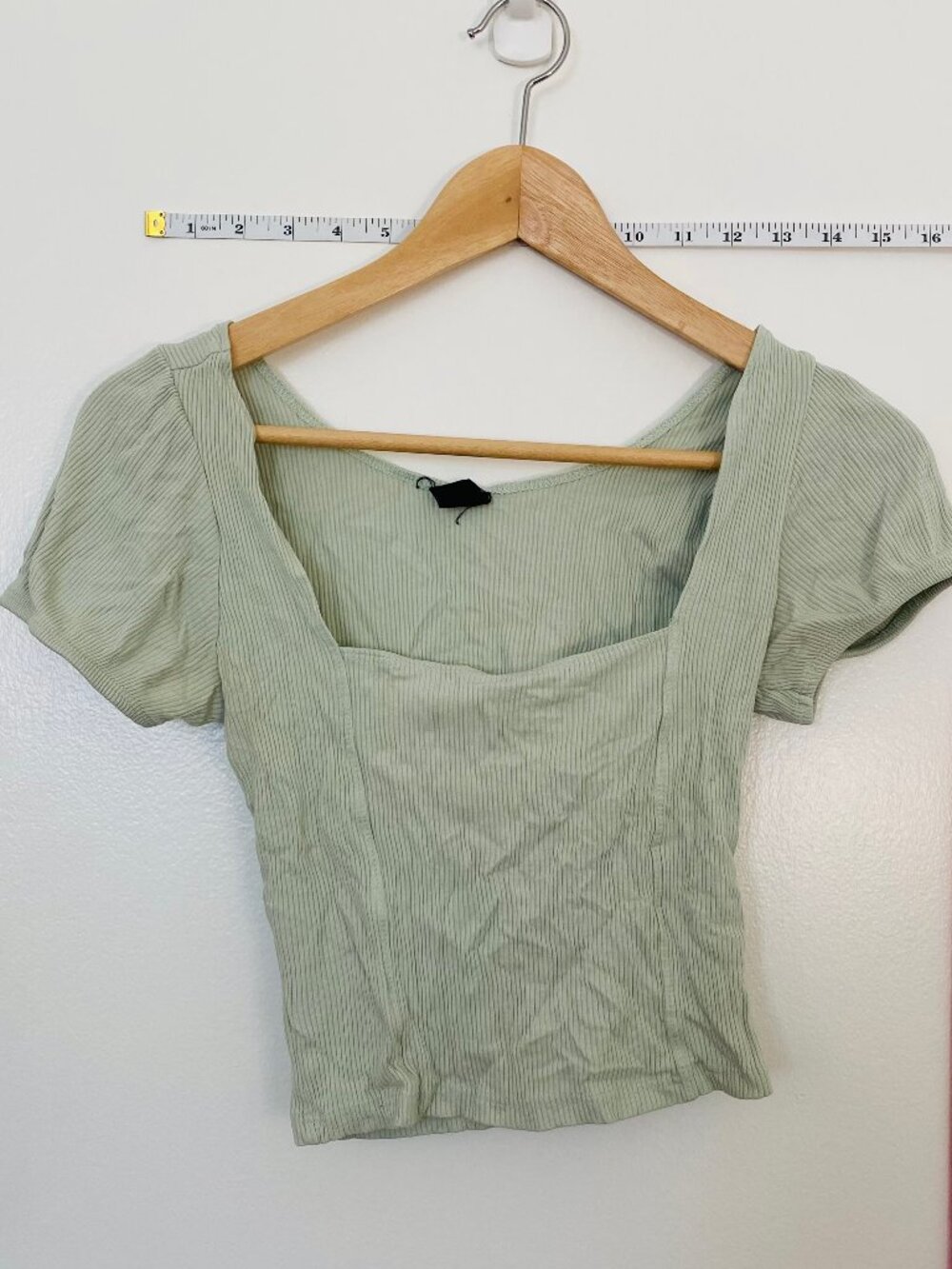 Urban Outfitters Mint Green Ribbed Corset Style Square Neck Crop Top